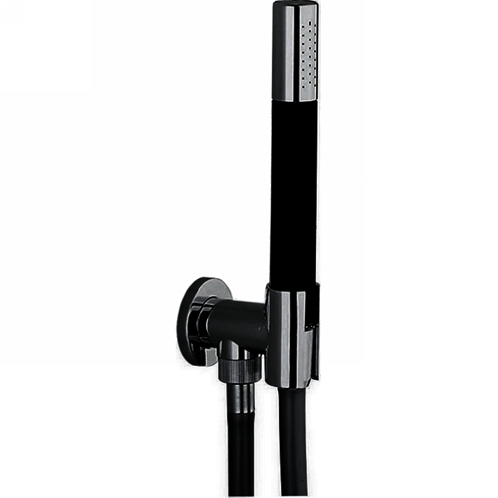 CISAL Shower Душевой гарнитур:ручная лейка,шланг 150 см,вывод с держателем, цвет черный матовый DS01881340