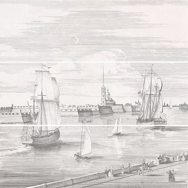  плитка Город на воде Панно Spb 3 Части 75x75