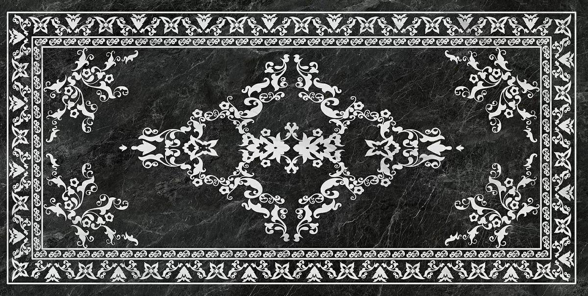 Керамогранит Риальто Серый Тёмный Декорированный Лаппатированный Обрезной 119.5x238.5