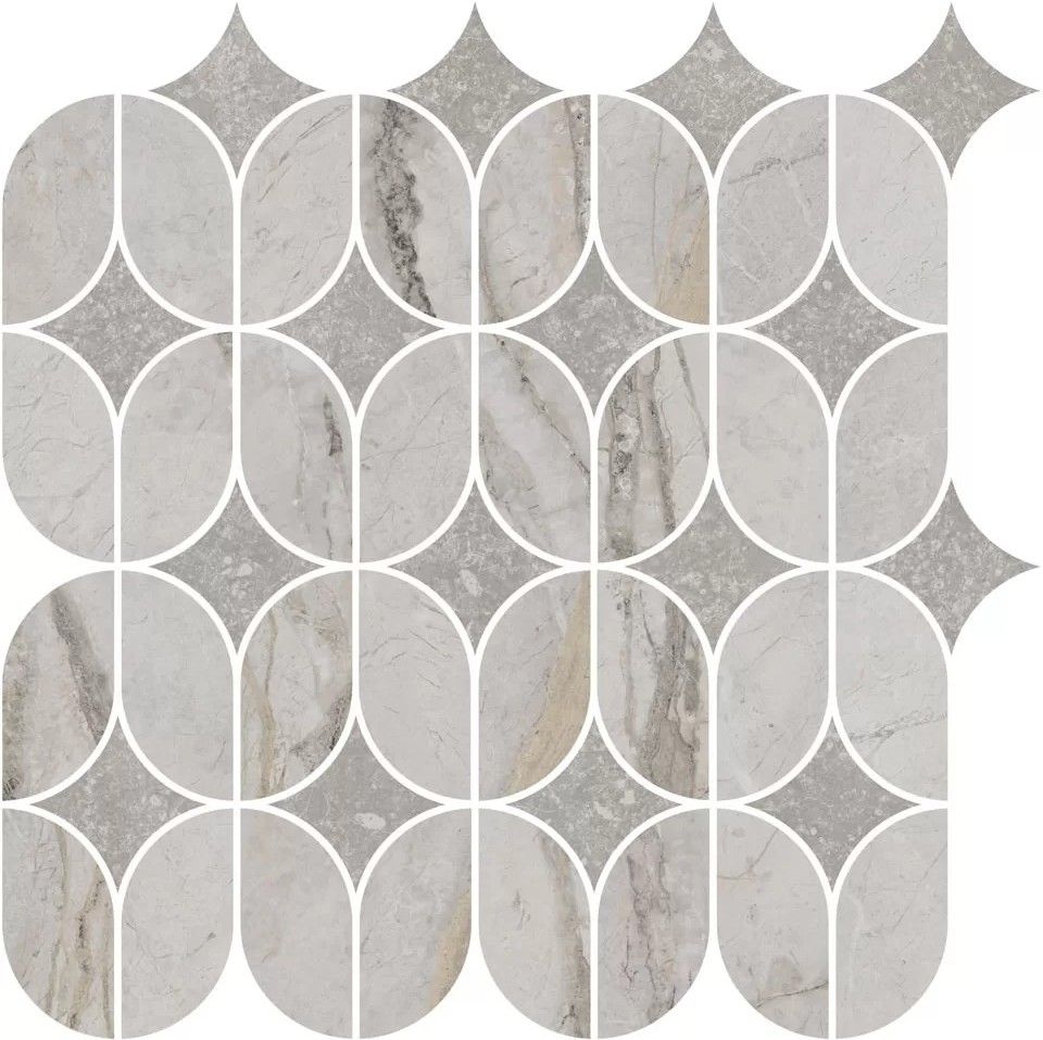  плитка Ифран Наборный Серый Светлый Глянцевый Обрезной 30x32.5