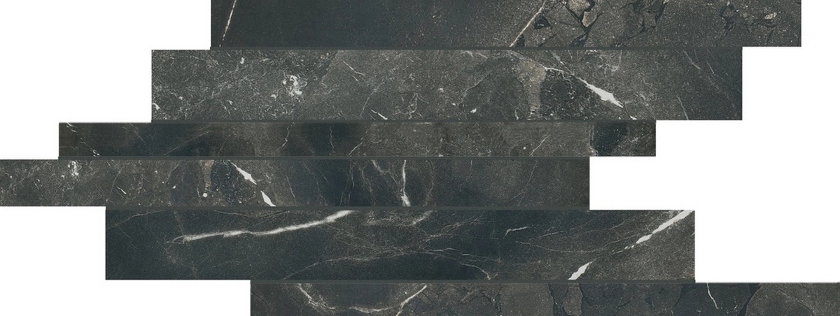 Керамогранит Timeless Black Deep Moddulo Listello Sfalsato Lucido 21x40