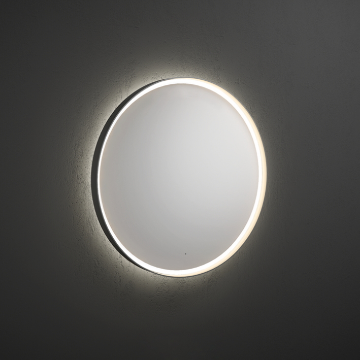 Burgbad Зеркало d900 мм с подсветкой по кругу 4250k (51 ватт), сенсорный выкл., цвет: Quarz Metallic SIDG090