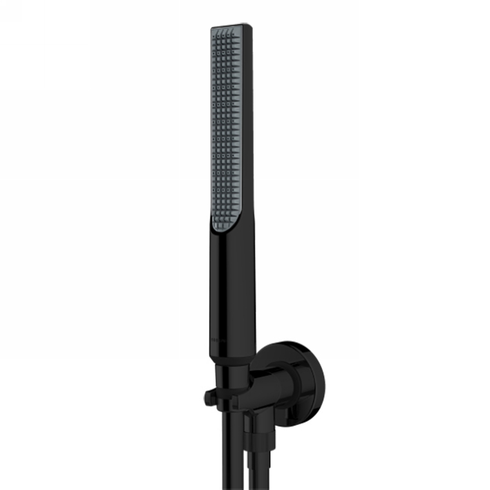 BOSSINI APICE Комплект для душа с держателем с подводом воды, ручным душем Slim и шлангом 1500 мм., цвет черный матовый CE3004C.073