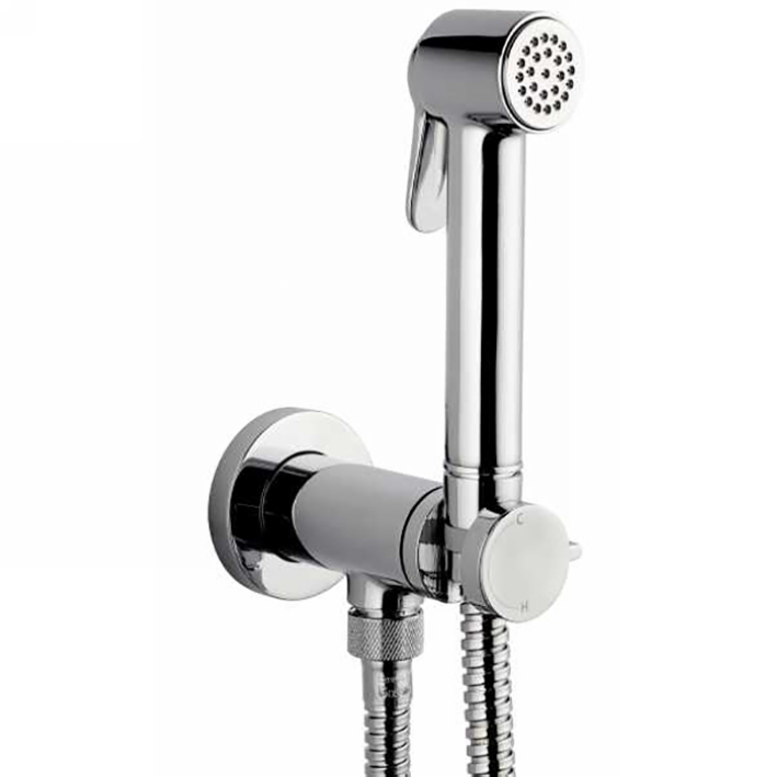 BOSSINI PALOMA Гигиенический душ с прогрессивным смесителем, лейка металлическая, шланг металлический, цвет хром E37005B.030