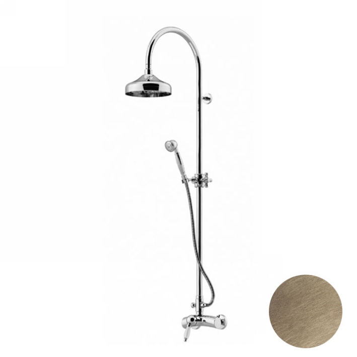 Gattoni Orta Душевая стойка: ручной душ,смеситель однорычажный, верхний душ: 200мм с "антикальцием", цвет бронза 2795/PDV0 OLD