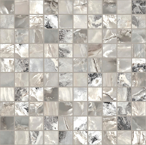 Onyx and More Silver Blend Glossy Mosaico 3x3 Керамогранит 30x30