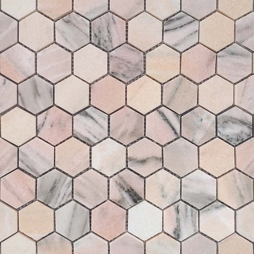 Pietrine Hexagonal Rosa Salmone Pol Hex 2.3х4  Камень 28.9x29.2