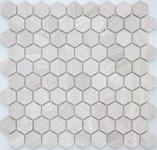 Pietrine Hexagonal Travertino Silver Mat Hex 1.8х3  Камень 28.5x30.5