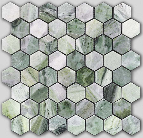Pietrine Hexagonal Onice Verde Oliva Pol Hex 2.3х4  Камень 28.9x29.2